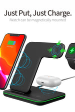 Z5A QI Vertical Magnetic Wireless Charger for Mobile Phones & Apple Watches & AirPods / Samsung Galaxy Buds / Huawei Free Buds, with Touch Ring Light