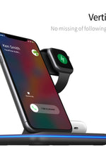 Z5A QI Vertical Magnetic Wireless Charger for Mobile Phones & Apple Watches & AirPods / Samsung Galaxy Buds / Huawei Free Buds, with Touch Ring Light