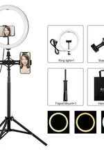 PULUZ 11.8 inch 30cm Light + 1.65m Tripod + Dual Phone Bracket Curved Surface USB 3 Modes Dimmable Dual Color Temperature LED Ring Vlogging Video Light  Live Broadcast Kits with Phone Clamp